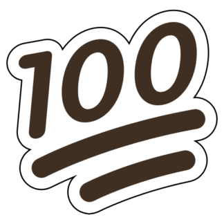 100 One-Hundred Emoji Sticker (Brown)